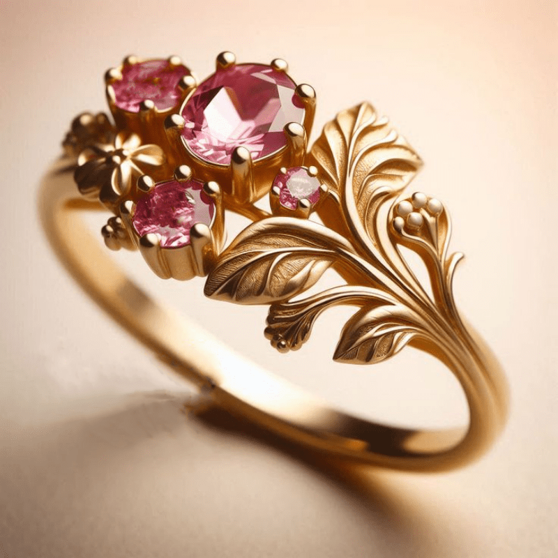 Women's Bohemian Style Copper Ring, Floral Cluster Design